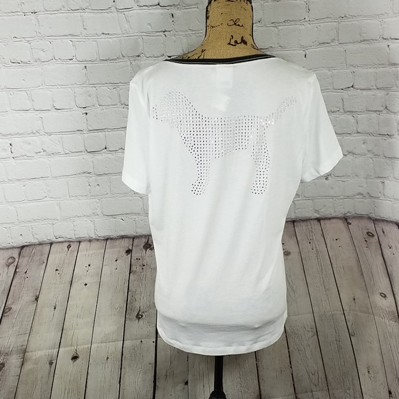 NWT VS Pink perfect v-neck bling tee size L - Picture 3 of 8